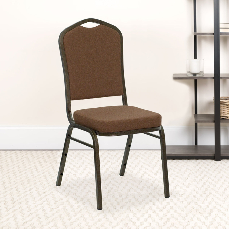 Factory Outlet Metal Steel Frame Reception Chairs Thick Fabric Crown Back Hotel Dining Hall Banquet Chairs