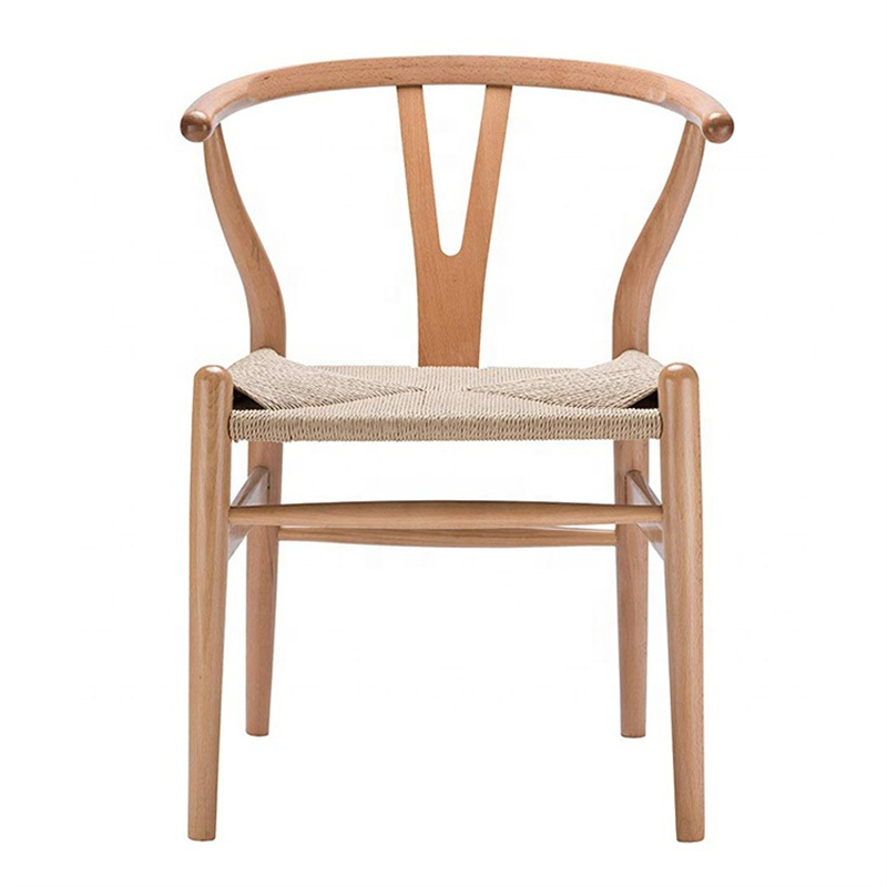 Wholesale High Quality Cheap Nordic Beech Walnut Oak Wood Y Dining Wooden Natural Color Black Wishbone Dining Chair