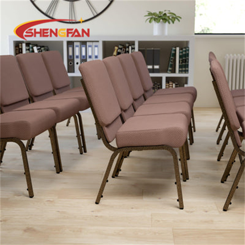 Factory Direct Stackable Upholstered Durable Iron Steel Interlocking Garnet Kitambaa Church Chairs