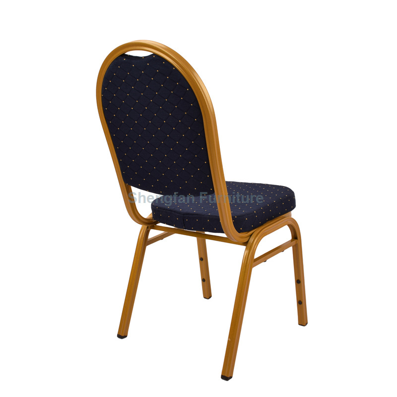 Wholesale Comfortable Cheapest Gold Silver Strap Pattern Metal Frame Outdoor Stacking Banquet Chair