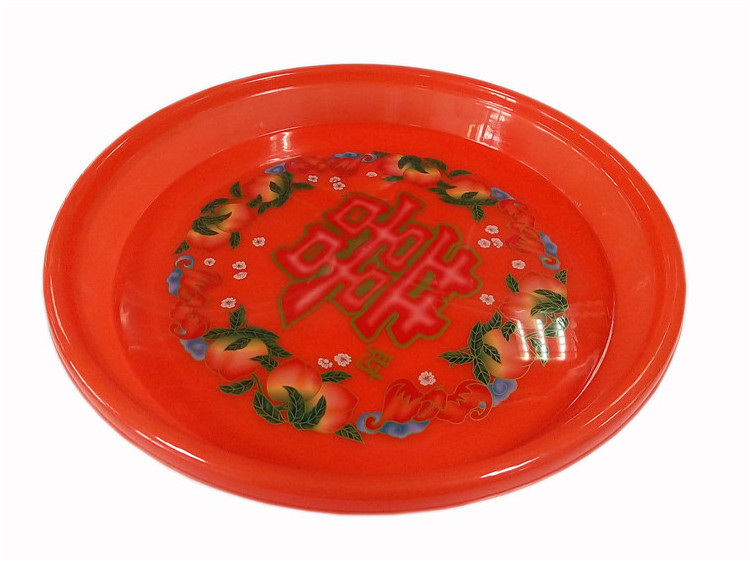 Kitchen accessories wholesale custom logo printing portable Large capacity plastic round serving plate