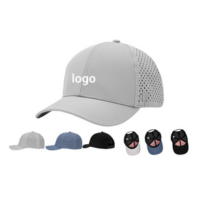 Polyester waterproof water resistant quick dry hydro perforated performance laser hole perforated golf snapback gorra hat caps