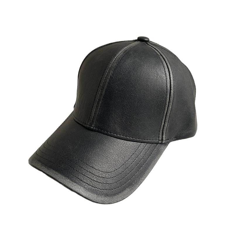 New Arriving Autumn Winter PU Leather Warm Blank Vintage Curved Brim Windproof Baseball Hat