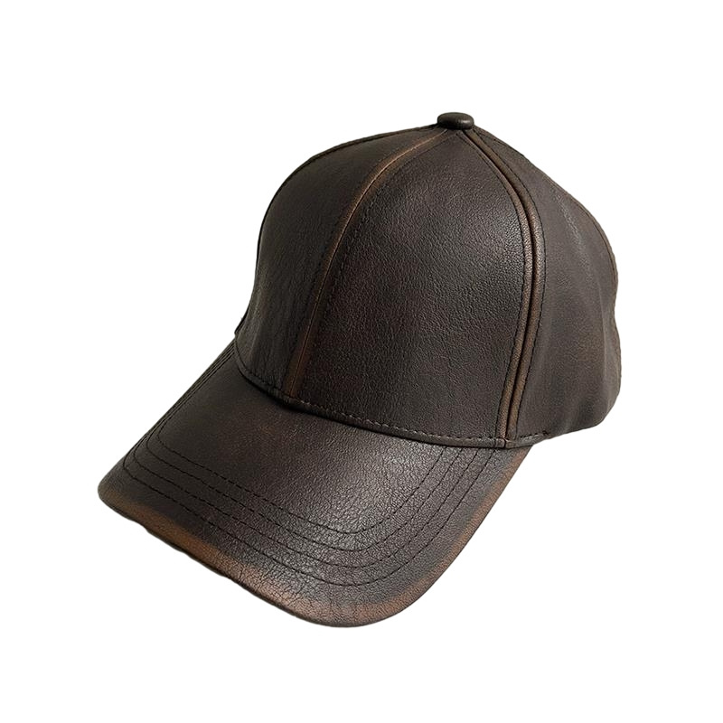 New Arriving Autumn Winter PU Leather Warm Blank Vintage Curved Brim Windproof Baseball Hat