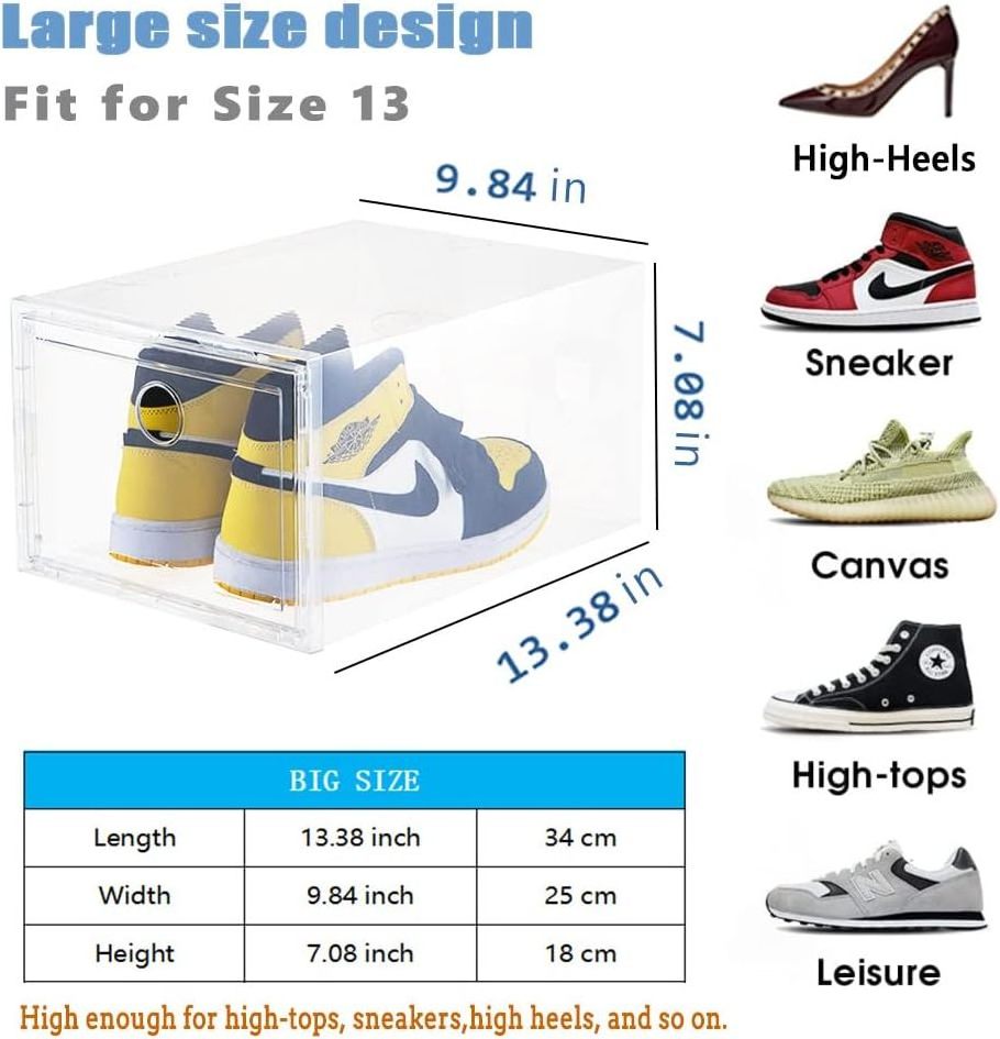 Factory Direct Sale Of PP Foldable Transparent Shoe Boxes Customizable Pattern Size