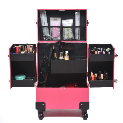 Professional Cosmetic Box Multi-Layer Nail Tattoo Rolling Makeup Case On Wheels Multi-Function Beauty Trolley Suitcase