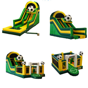 cheap multifunctional soccer inflatable water slide with pool football inflatable jumping castle with slide for party rental