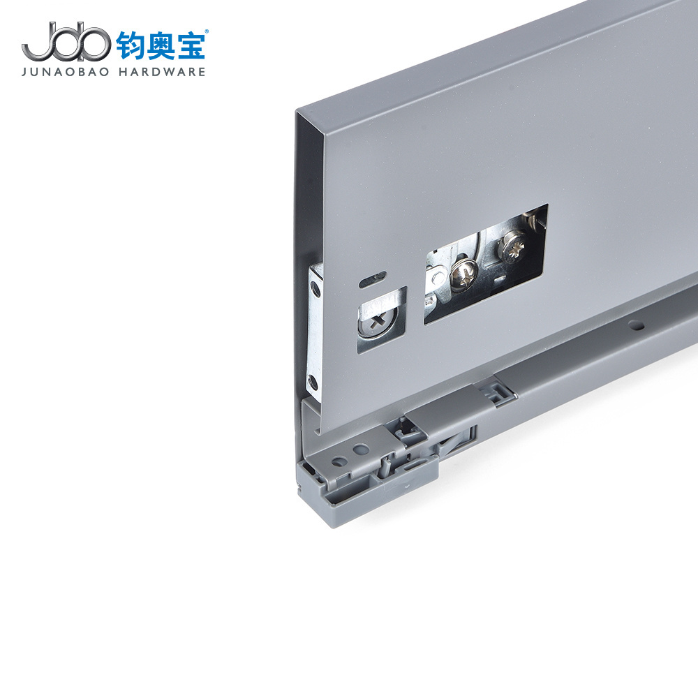 JOB 3 fold full extension tandem drawer slides metal soft close slim box drawer slide  For Kitchen