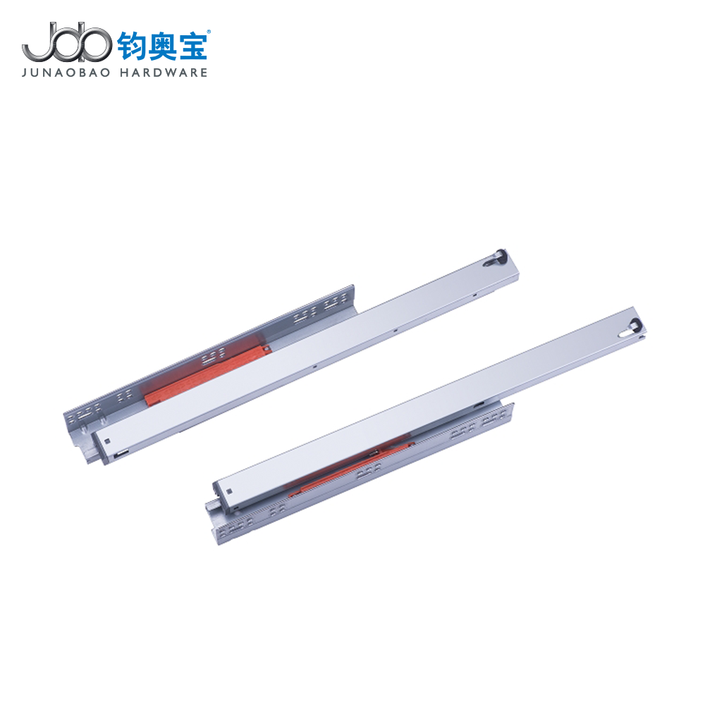 Junaobao Soft Close Under Mount Telescopic Rails synchronous push open hidden drawer slide with plastic adjusting pin