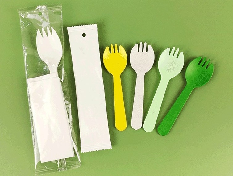 High quality Disposable PLA spork spoon self-contained degradable birthday cake Baking tableware party spoon fork