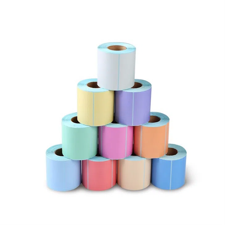 Hot sale color Custom Self Adhesive Square Direct Thermal Sticker Label Round Thermal Label Roll Compatible  sticker label paper