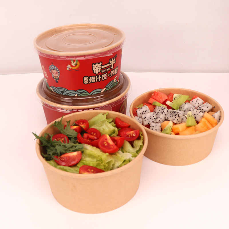 personalized food grade packaging custom Printing Round Cardboard Paper Bowl Paper Plate & Bowl With Paper Lid