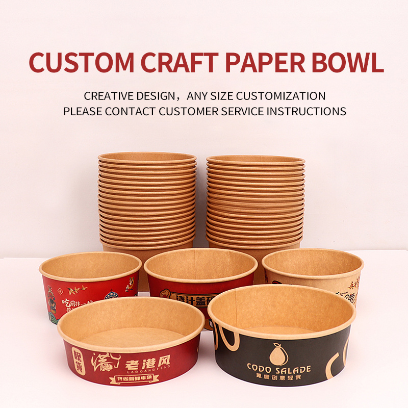 personalized food grade packaging custom Printing Round Cardboard Paper Bowl Paper Plate & Bowl With Paper Lid