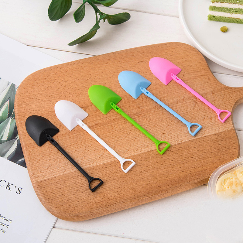 Colorful Disposable Plastic Cake Spoon Environmentally Ice Cream Scoop Shovel Baking Dessert Pastry Spoons