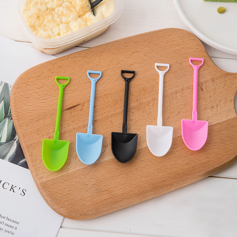 Colorful Disposable Plastic Cake Spoon Environmentally Ice Cream Scoop Shovel Baking Dessert Pastry Spoons