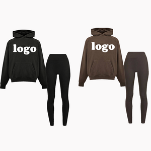 Hoddie women and men aesthetic custom  leggings sets oversize 100% cotton  hoddie and jogger workout suits