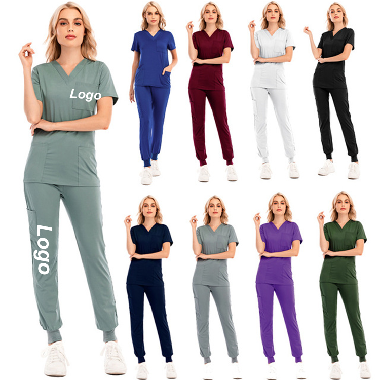 Short sleeve shirts medical designs jogger plus size hospital nursing scrubs sets nurse uniform