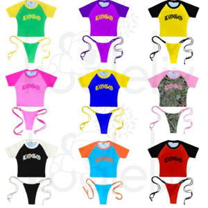 Custom Fitness Sexy Swimsuit Women 2 Piece Micro Mini Bikini Set Matching Baby Tee Swimwear Beachwear Bathing Suit For Women