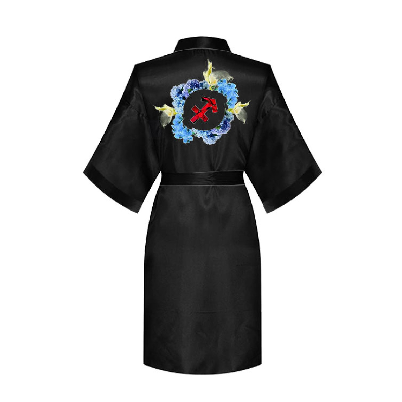 High Quality Women Silk Satin wedding Floral Zodiac bridesmaid robes