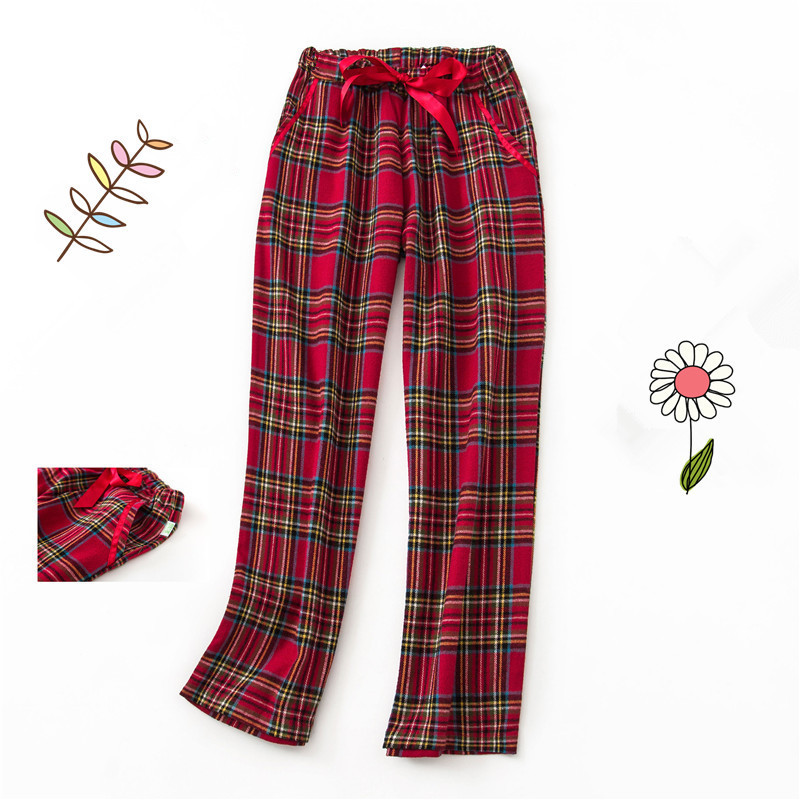 Wholesale Women's Cotton Pajama Pants Plaid Soft  PJ Pants with side Pocket