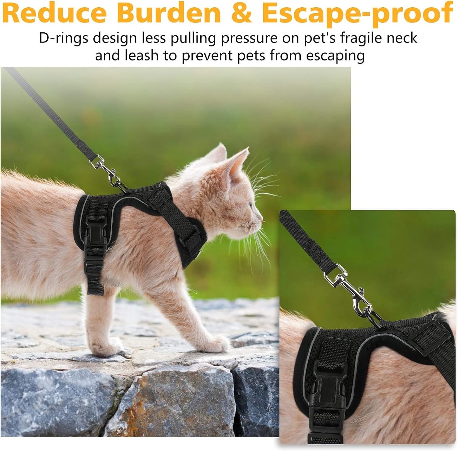 Adjustable Cat Harness and Leash Escape Proof Breathable Pet Vest Harnesses for Walking Harness Set Jacket for Cats