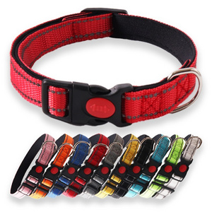 Personalized Colorful Nylon Dog Collar with Reflective Ribbons Solid Pattern