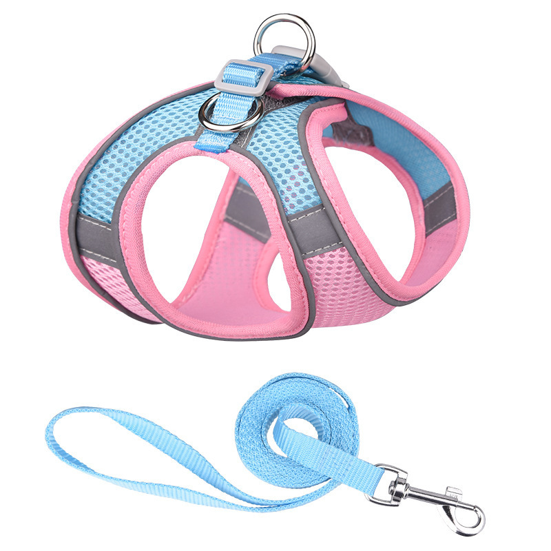 new pet chest Strap reflective plaid wrapped dog leash Small and medium dog vest  dog leash