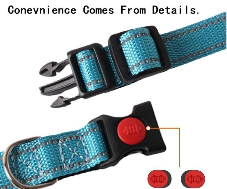 Personalized Colorful Nylon Dog Collar with Reflective Ribbons Solid Pattern