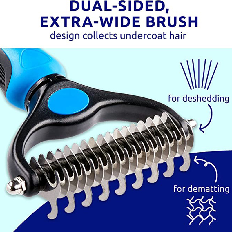 Pet Grooming Brush and Metal Comb, Cat Brush Dog Brush for Shedding