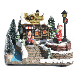 Christmas Colorful Music Luminous Hut Floating Snow European-style Small House Christmas Decorations Home