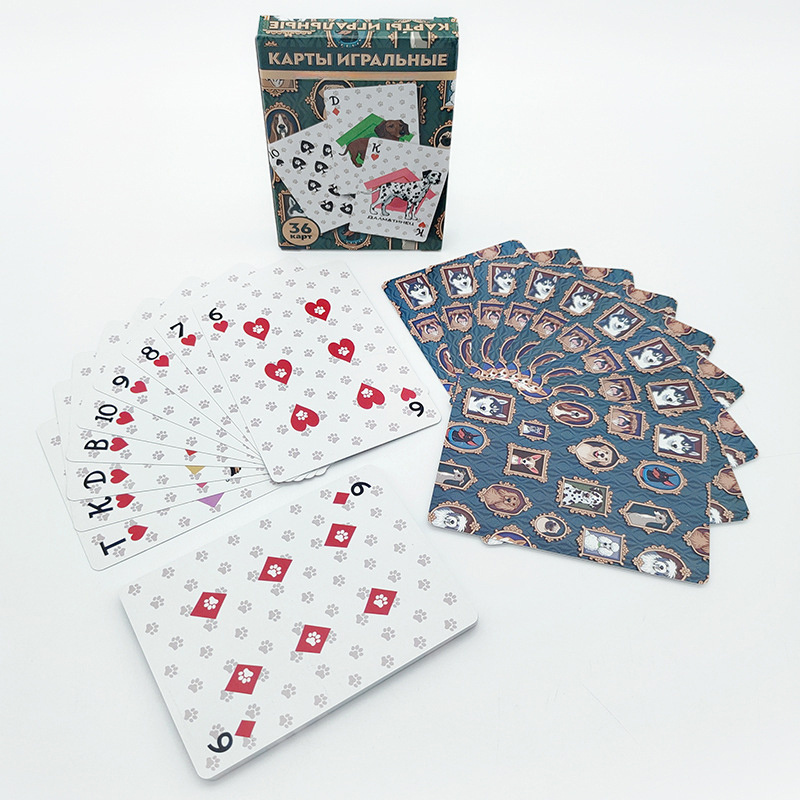 Free Sample Customized Design 32-Card Poker Baloot Playing Card Printed Table Game with Custom Logo Made  Paper