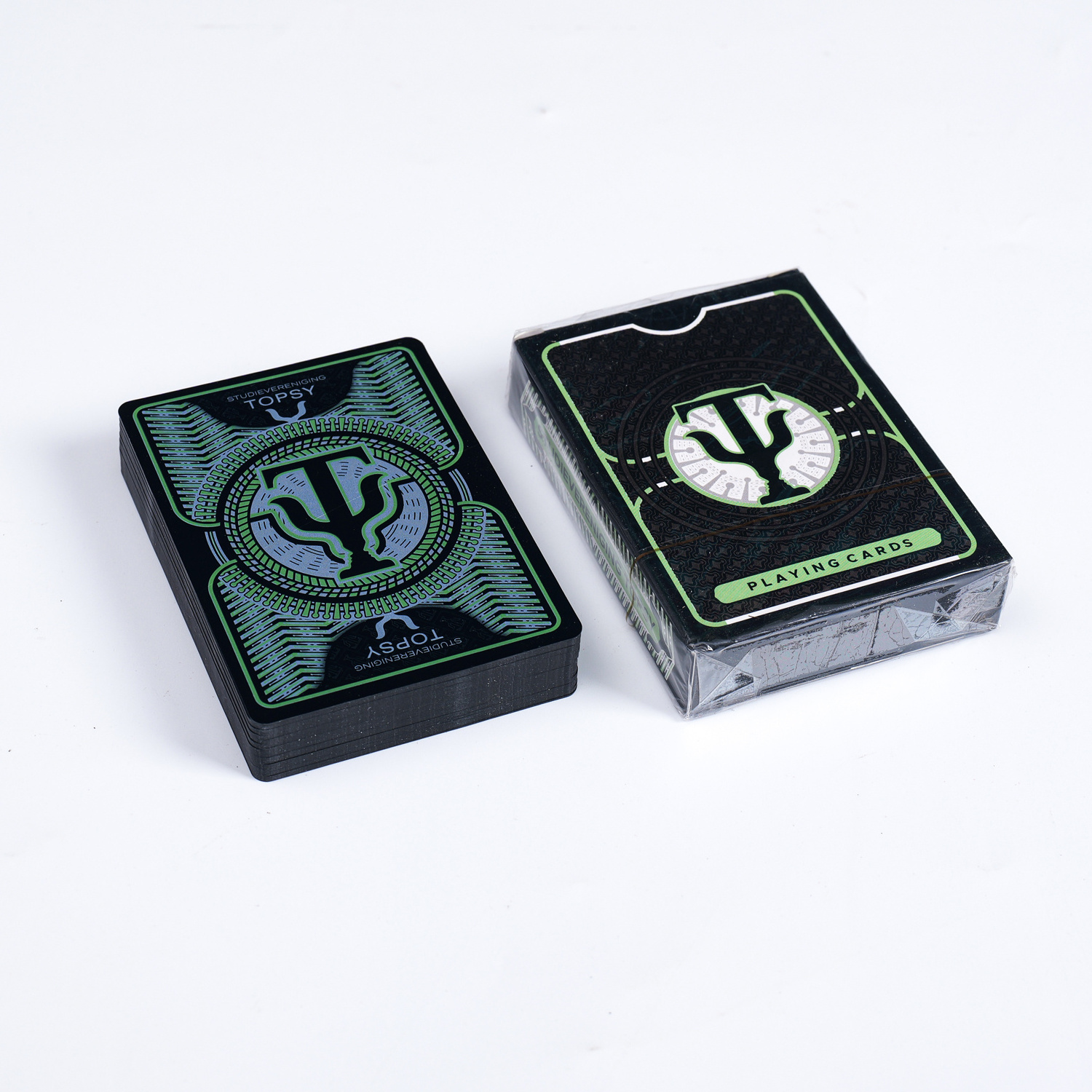 Custom Design PVC Plastic Poker Deck Front  Back Printing Logo Black  Gold Waterproof Sublimation Playing Cards With Box