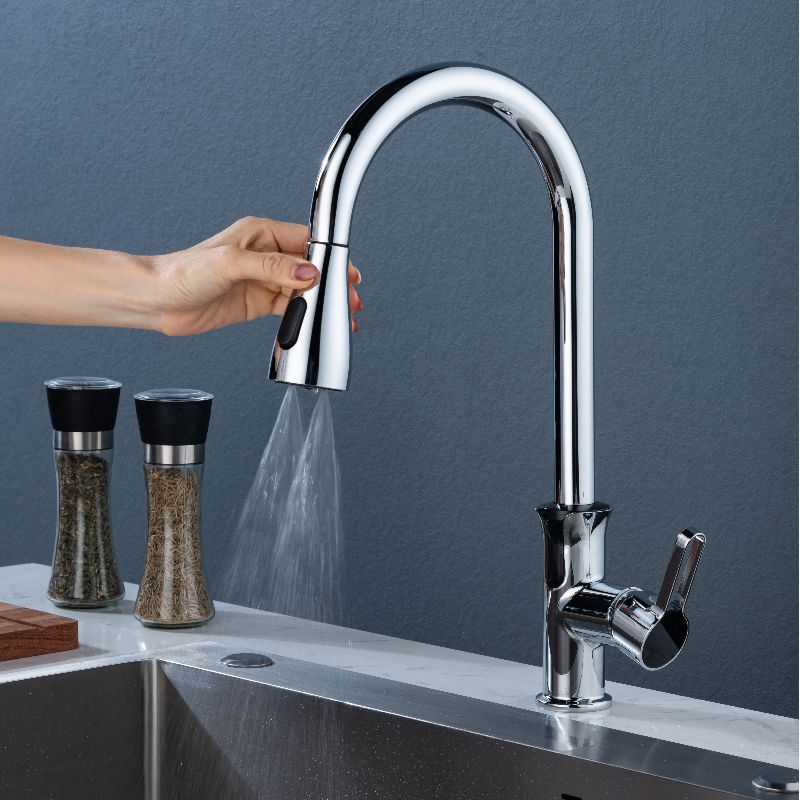 Digital zinc surface kitchen faucet brass body pull down kitchen sink mixer faucet