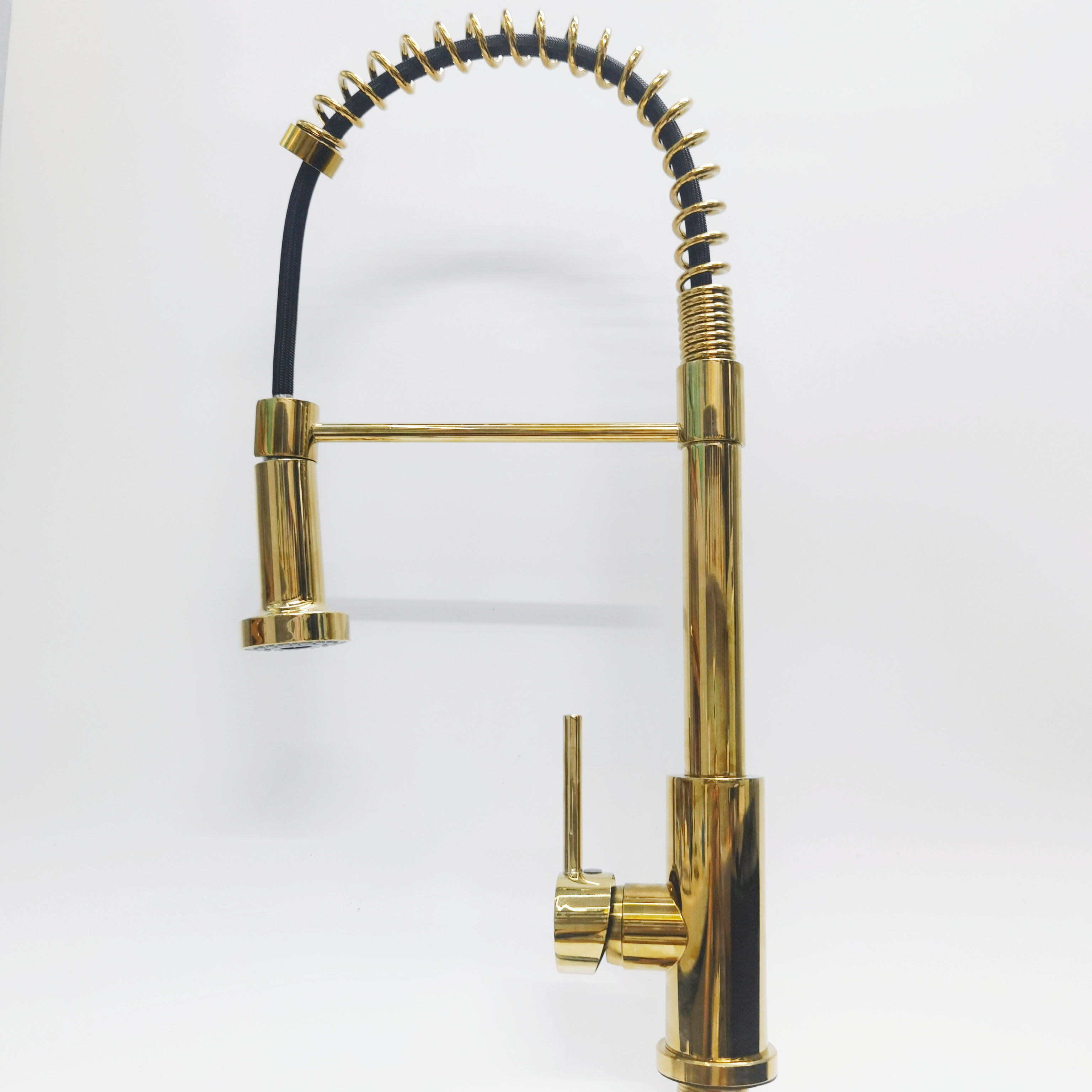 Kitchen sink faucet pull type kitchen stainless steel pull type gold wire drawing faucet with spring