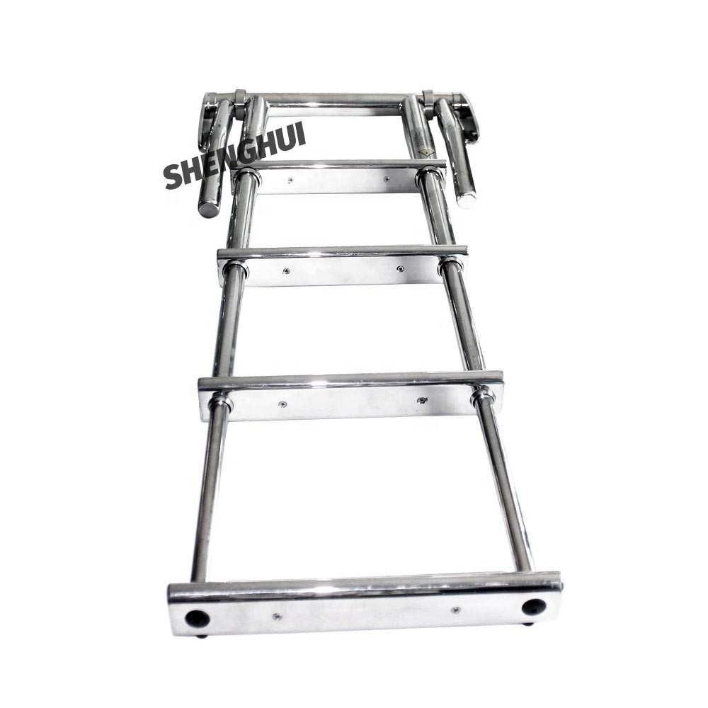 Stainless Steel 316 High polished marine yahct Boat 4 Step Telescoping Ladder Dock Folding Ladder