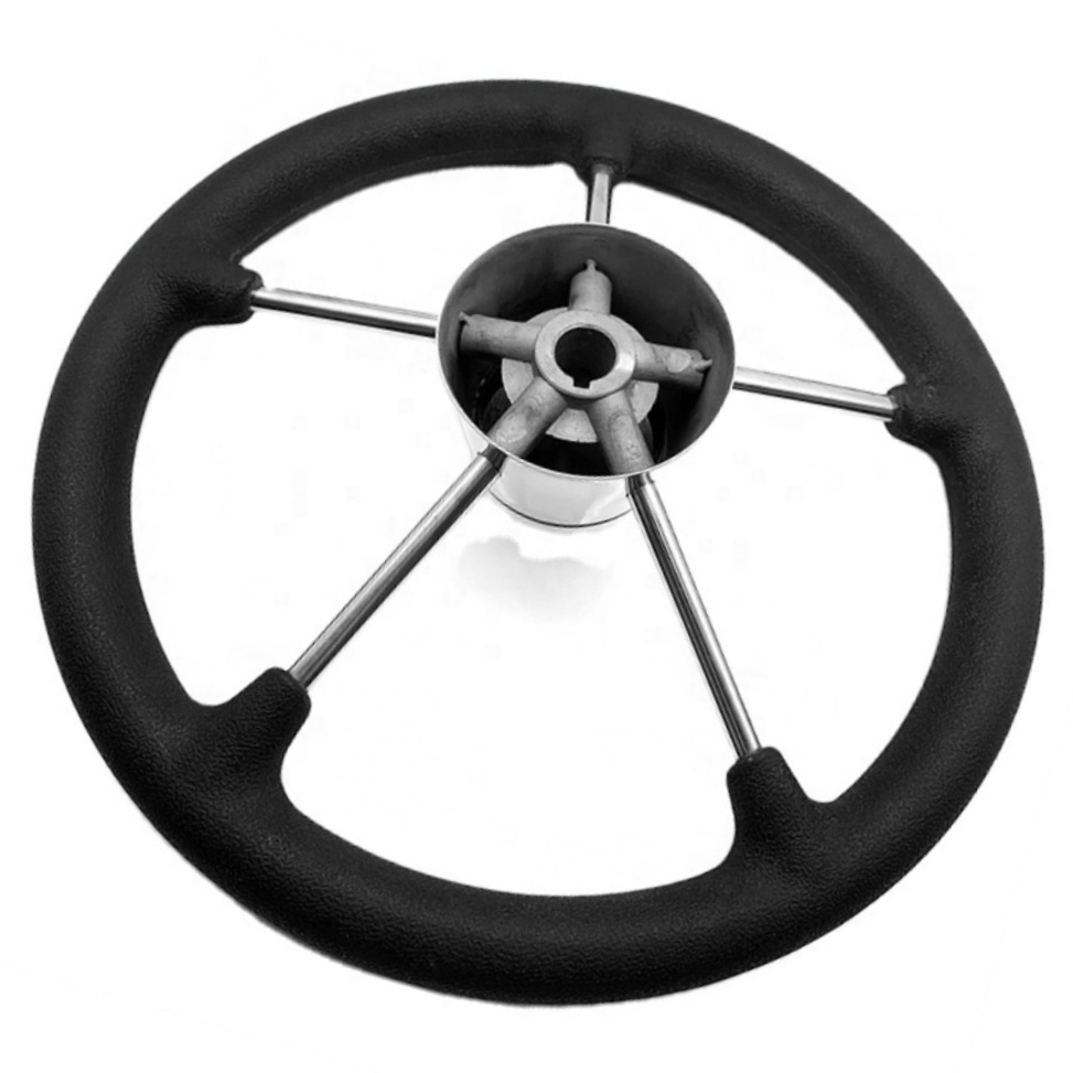 Black PU Foam 13.5 inch Shenghui 316 Stainless Steel Marine Steering Wheel for Yacht