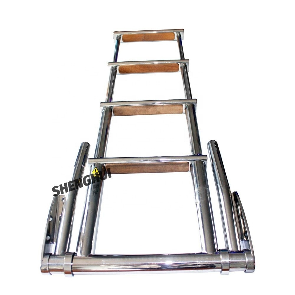 Stainless Steel 316 High polished marine yahct Boat 4 Step Telescoping Ladder Dock Folding Ladder