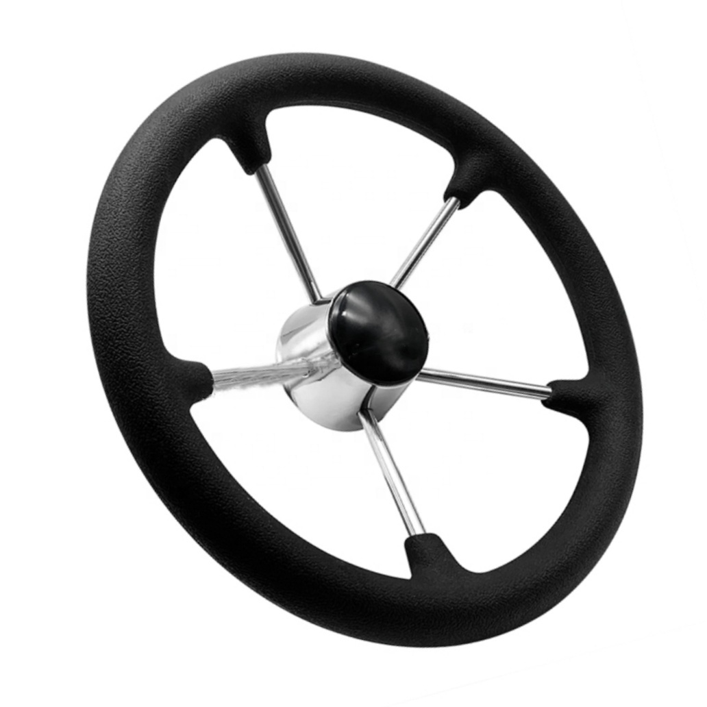 Black PU Foam 13.5 inch Shenghui 316 Stainless Steel Marine Steering Wheel for Yacht