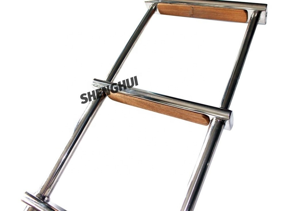 Stainless Steel 316 High polished marine yahct Boat 4 Step Telescoping Ladder Dock Folding Ladder