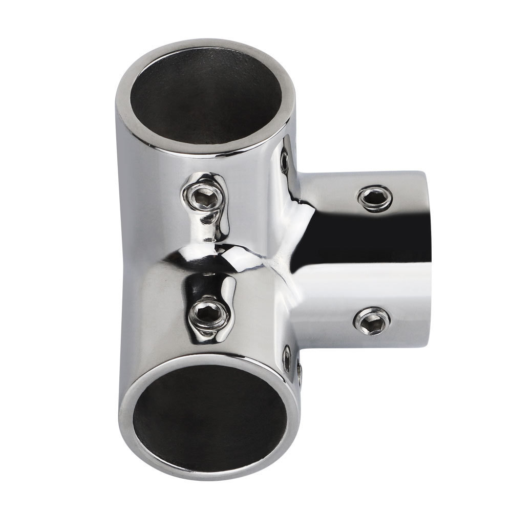 Marine Grade 316 Stainless Steel Polished 3 Way Tee Connector Split Hand Rail Boat Fitting