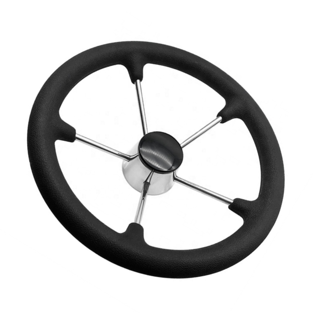 Black PU Foam 13.5 inch Shenghui 316 Stainless Steel Marine Steering Wheel for Yacht