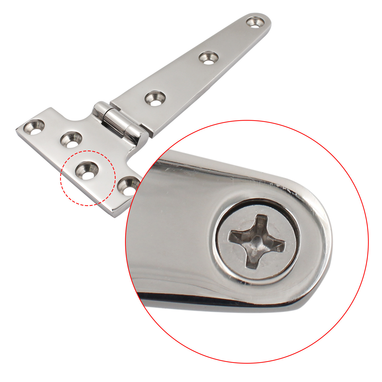 Heavy Duty Marine Grade 316 Stainless Steel Boat Strap T Hinge Boat Door Flush Triangle Hinges