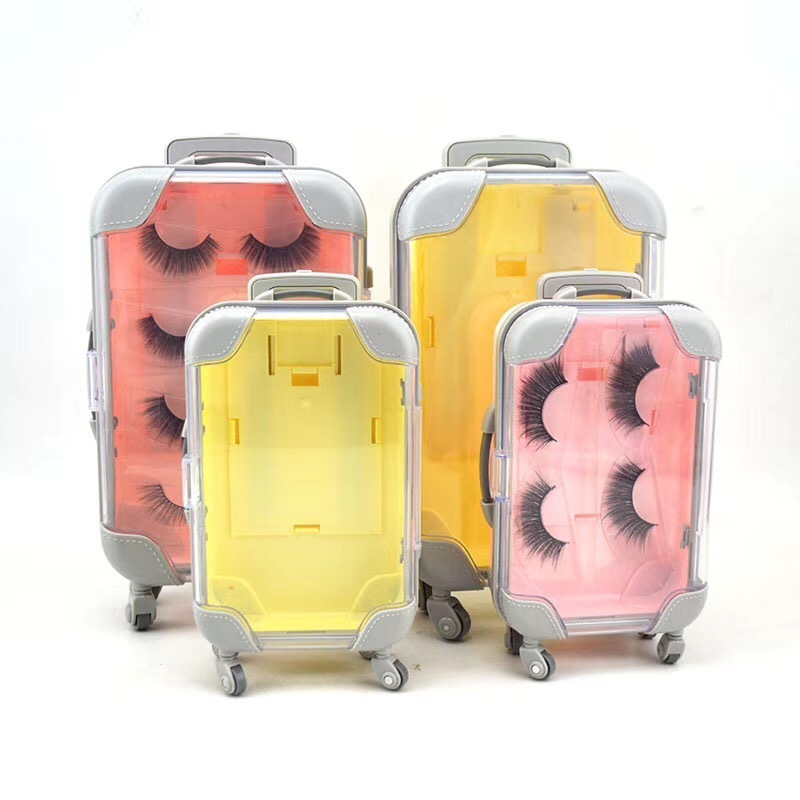 Mink eyelash small suitcase eyelash box eye lash packaging private label custom cosmetics storage box