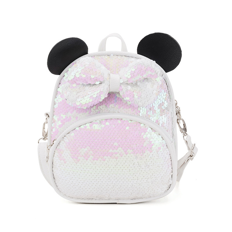 custom Lovely bow girl's Mini sequin backpack cute shining sequin leather backpack for kids