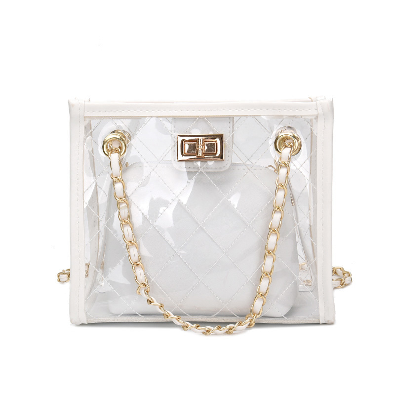 Wholesale Transparent Clear PVC Women Handbags Fashion Tote Beach Bag Ladies Shoulder Bag