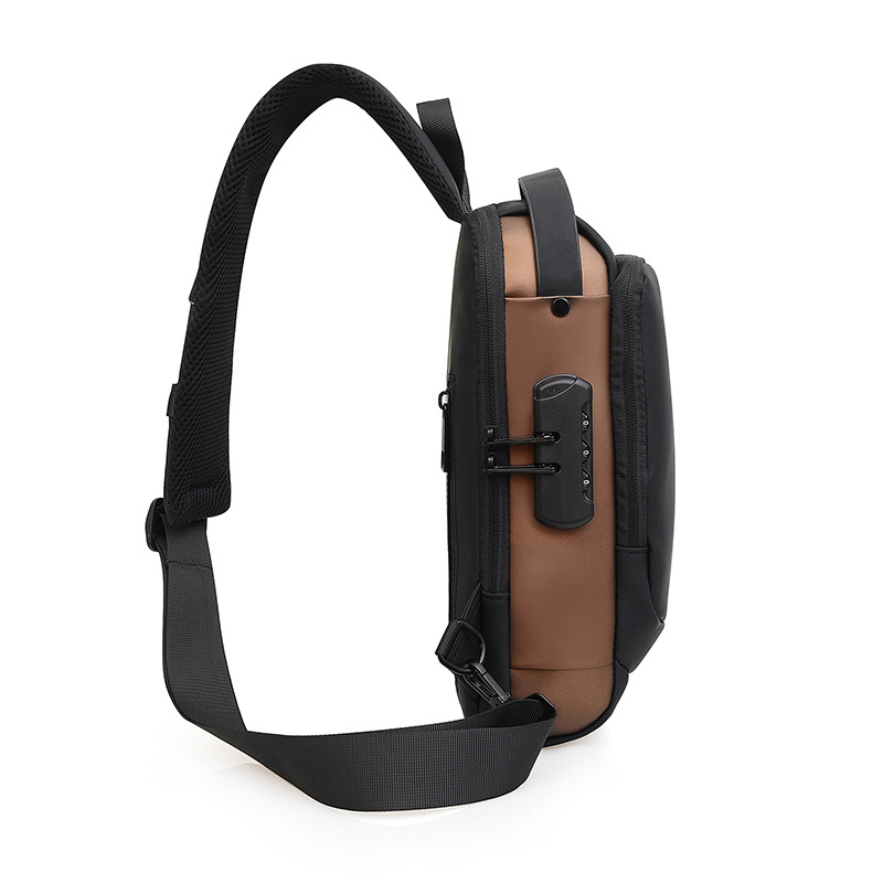 High Quality Water Resistant Oxford USB Charging Man Crossbody Bags Chest Shoulder Bags With Combination Lock