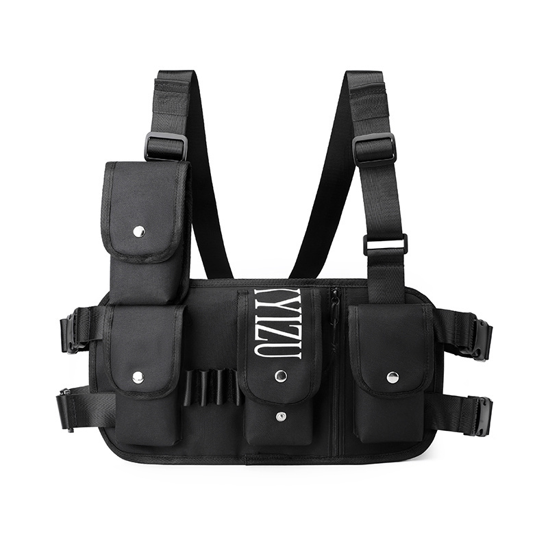 Custom Logo Big Crossbody Outdoor Sports Unisex Vest Rig Chest Bags With Adjustable Shoulder Straps