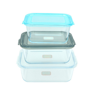 Premium Heat-resistant Glass Fresh Keeping Salad Food Container Microwave Storage Airtight Glass Lunch Box Lock With Plastic Lid