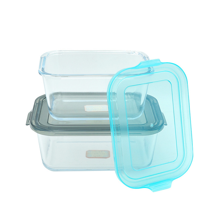 Premium Heat-resistant Glass Fresh Keeping Salad Food Container Microwave Storage Airtight Glass Lunch Box Lock With Plastic Lid