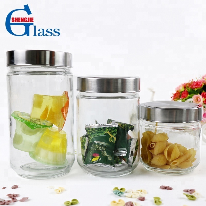 Wholesale Cover Glass Jar Metal Lid Kitchen Food Storage Glass Jars  Airtight Food Storage Glass Jars For Stainless Steel Lid